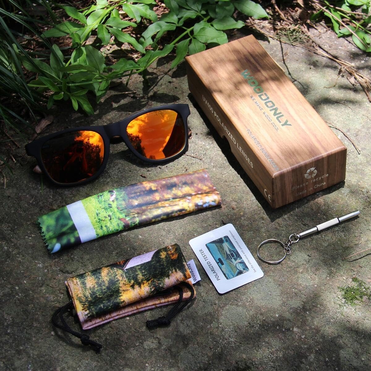 Retro Wooden Sunglasses: Timeless Style, UV400 Polarized Lenses - Nourishment Tapestry