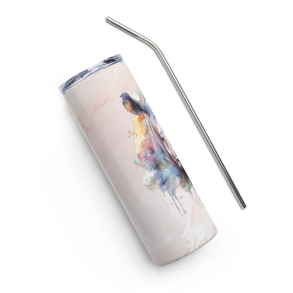 Rugged Rhino 20oz Tumbler: Artistic Watercolor Travel Mug - Leak - Proof & Insulated - Nourishment Tapestry