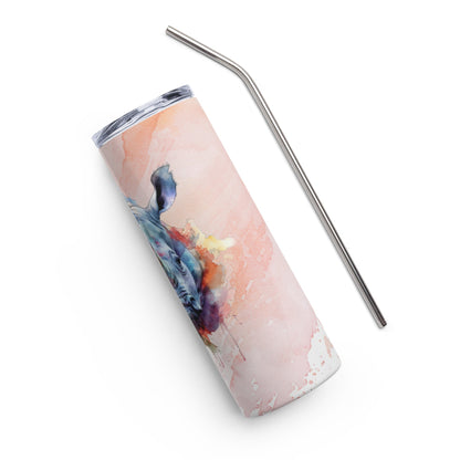 Rugged Rhino 20oz Tumbler: Artistic Watercolor Travel Mug - Leak - Proof & Insulated - Nourishment Tapestry