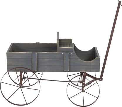 Rustic Gray Wagon Planter for Small Plants & Gardens: Charming Outdoor Decor - Nourishment Tapestry