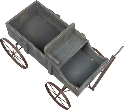 Rustic Gray Wagon Planter for Small Plants & Gardens: Charming Outdoor Decor - Nourishment Tapestry