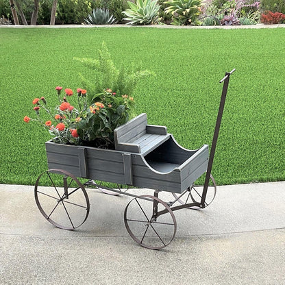 Rustic Gray Wagon Planter for Small Plants & Gardens: Charming Outdoor Decor - Nourishment Tapestry