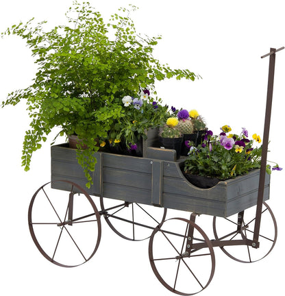 Rustic Gray Wagon Planter for Small Plants & Gardens: Charming Outdoor Decor - Nourishment Tapestry