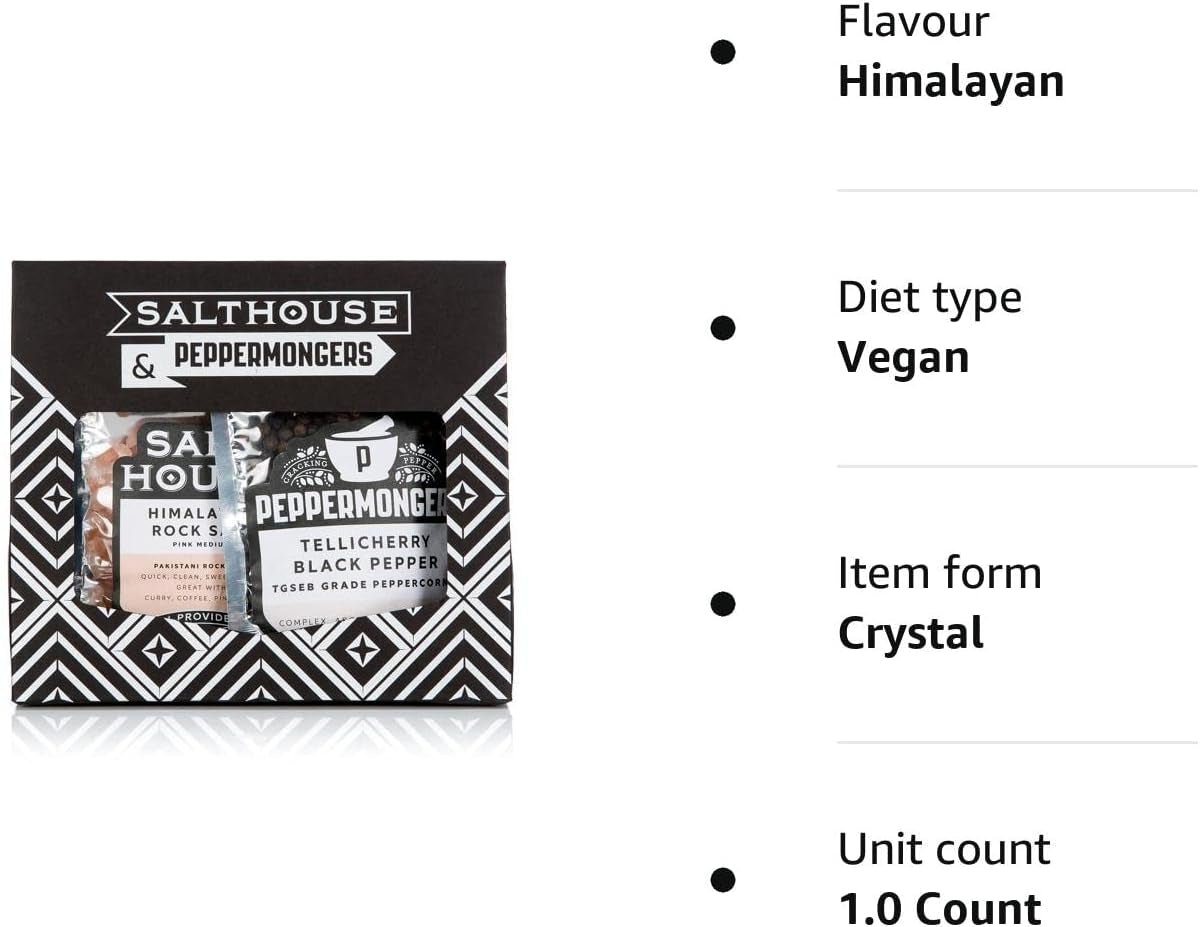 Salt and Pepper Grinder Combo: Himalayan Pink Rock Salt 100G + Tellicherry Black 50G - Salthouse and Peppermongers - Nourishment Tapestry