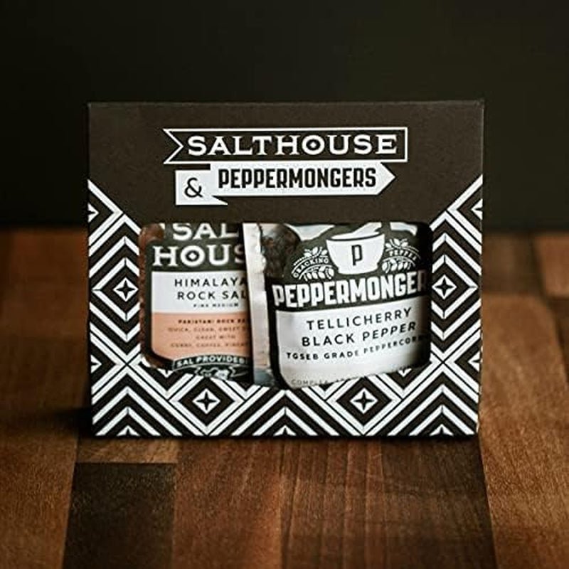 Salt and Pepper Grinder Combo: Himalayan Pink Rock Salt 100G + Tellicherry Black 50G - Salthouse and Peppermongers - Nourishment Tapestry