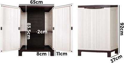 Secure Beige Garden Storage Shed with Lockable, Adjustable Shelf - Weather - Resistant Livsip Box - Nourishment Tapestry