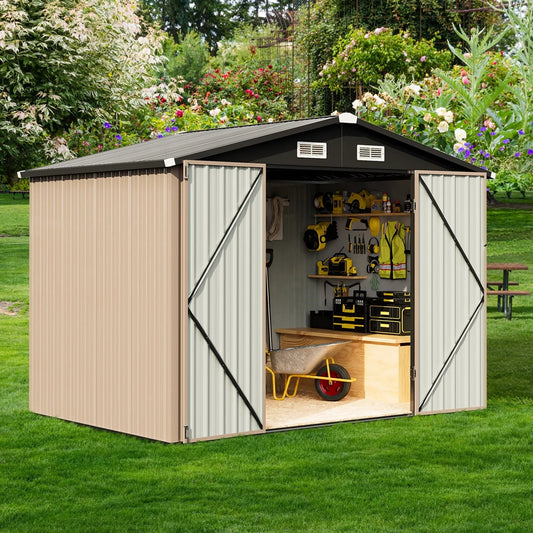 Secure Sumthink Metal Shed 6.4'x4': Lockable Outdoor Storage for Garden & Backyard Tools - Nourishment Tapestry