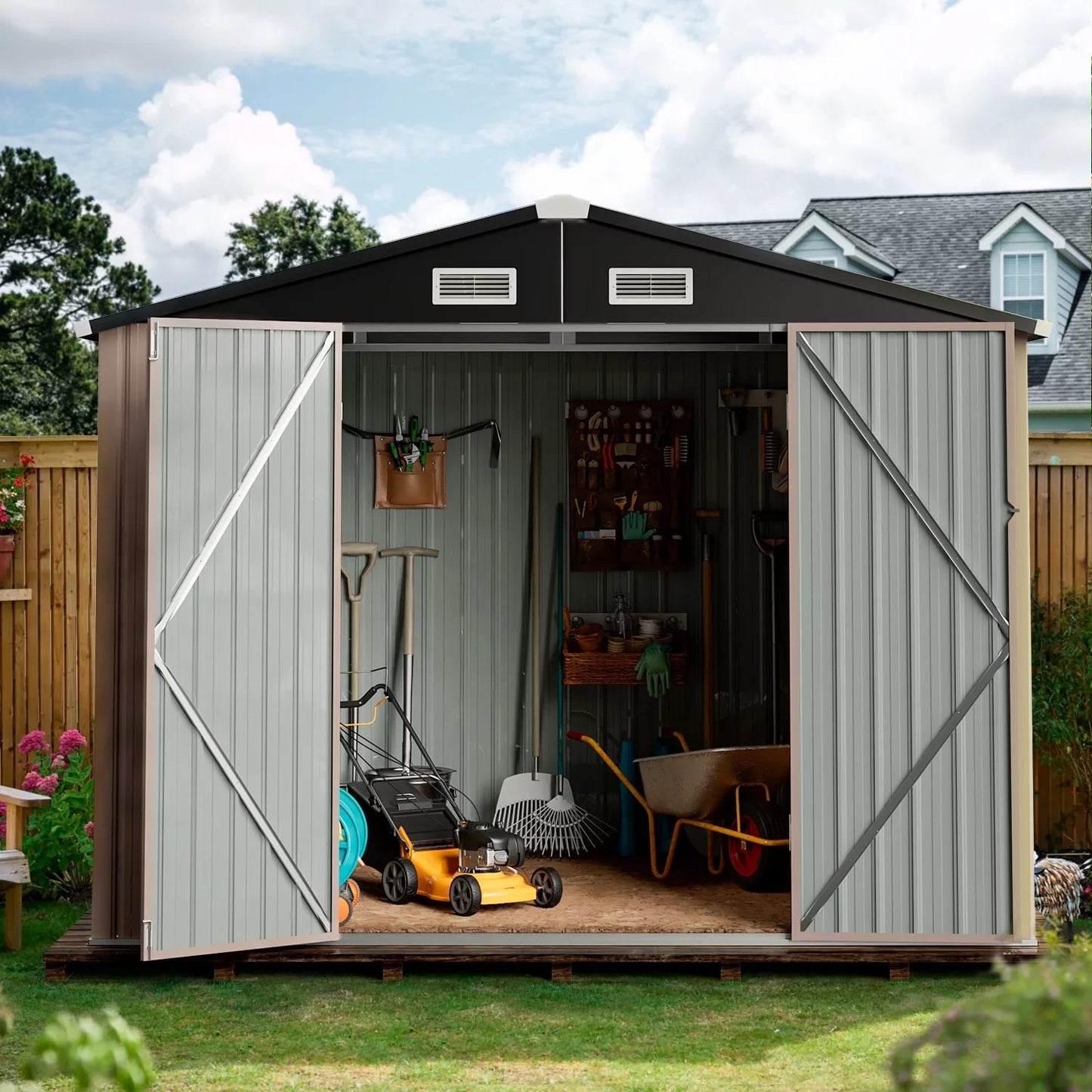 Secure XL Metal Storage Shed: Weatherproof Backyard Organization Solution with Lock - Buy Now for Ultimate Security - Nourishment Tapestry