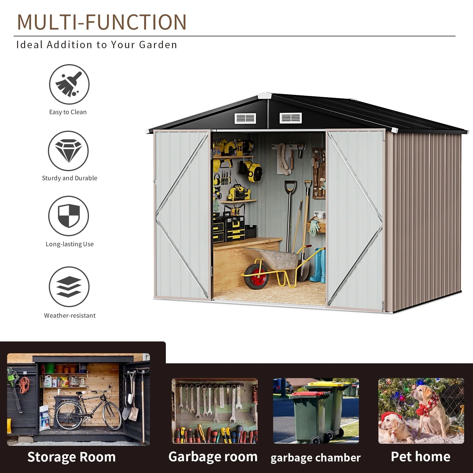 Secure XL Metal Storage Shed: Weatherproof Backyard Organization Solution with Lock - Buy Now for Ultimate Security - Nourishment Tapestry