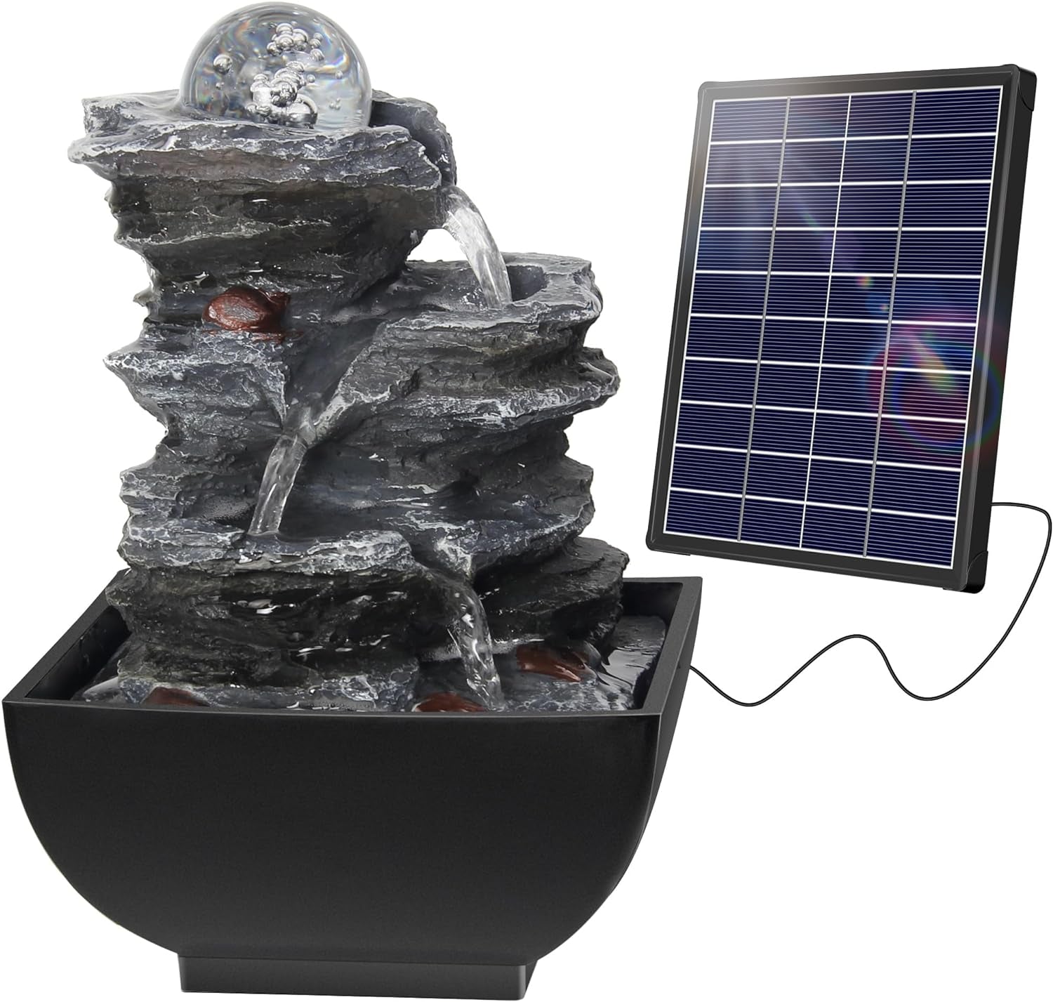 Serene 3 - Tier Solar Rock Fountain: Create a Garden Oasis - Nourishment Tapestry