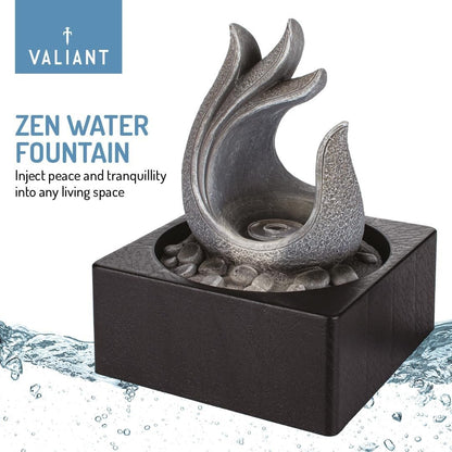 Serene Indoor Tabletop Fountain: Grey Resin Water Feature - Zen Decor, 24x18x18cm - Nourishment Tapestry