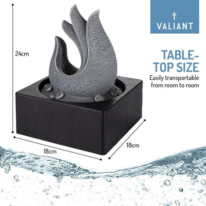 Serene Indoor Tabletop Fountain: Grey Resin Water Feature - Zen Decor, 24x18x18cm - Nourishment Tapestry