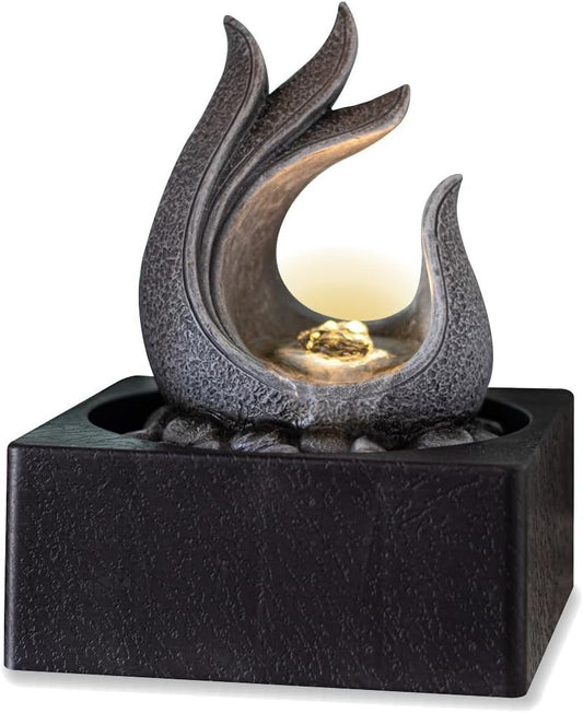 Serene Indoor Tabletop Fountain: Grey Resin Water Feature - Zen Decor, 24x18x18cm - Nourishment Tapestry