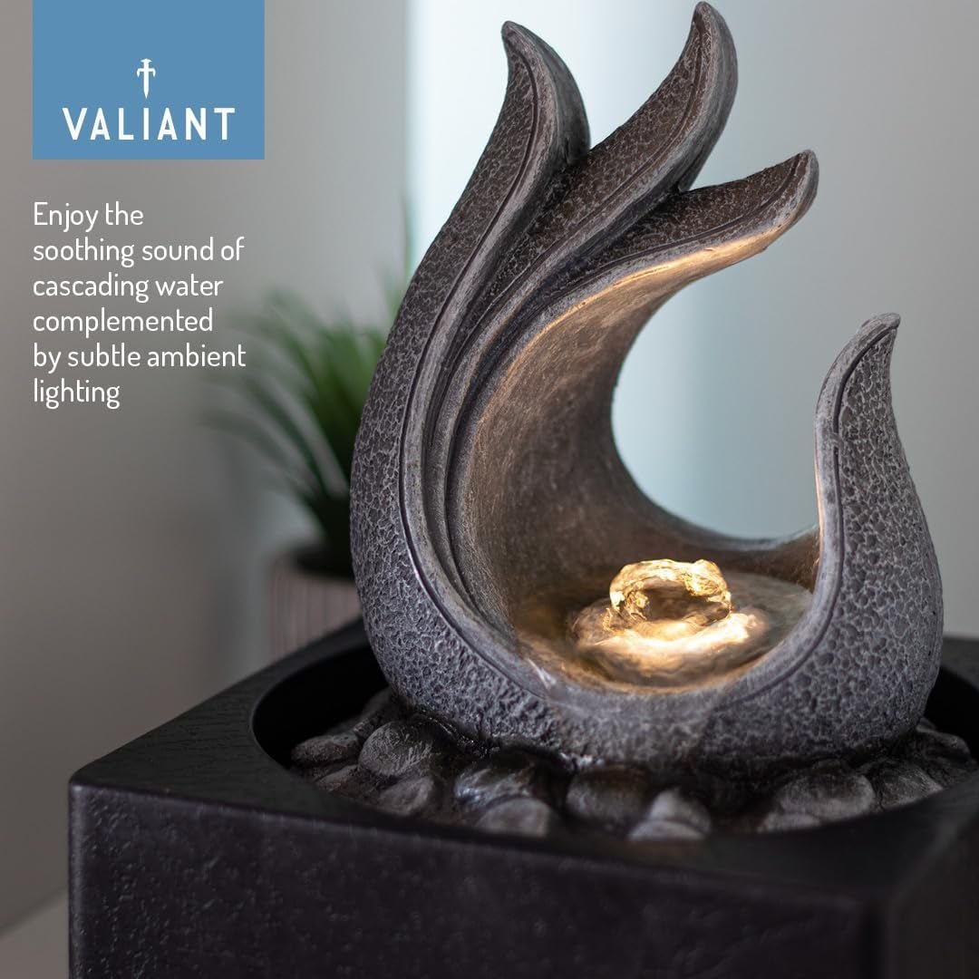 Serene Indoor Tabletop Fountain: Grey Resin Water Feature - Zen Decor, 24x18x18cm - Nourishment Tapestry