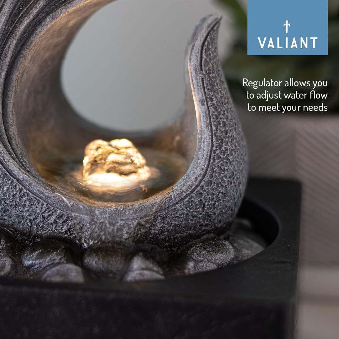 Serene Indoor Tabletop Fountain: Grey Resin Water Feature - Zen Decor, 24x18x18cm - Nourishment Tapestry