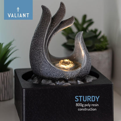 Serene Indoor Tabletop Fountain: Grey Resin Water Feature - Zen Decor, 24x18x18cm - Nourishment Tapestry