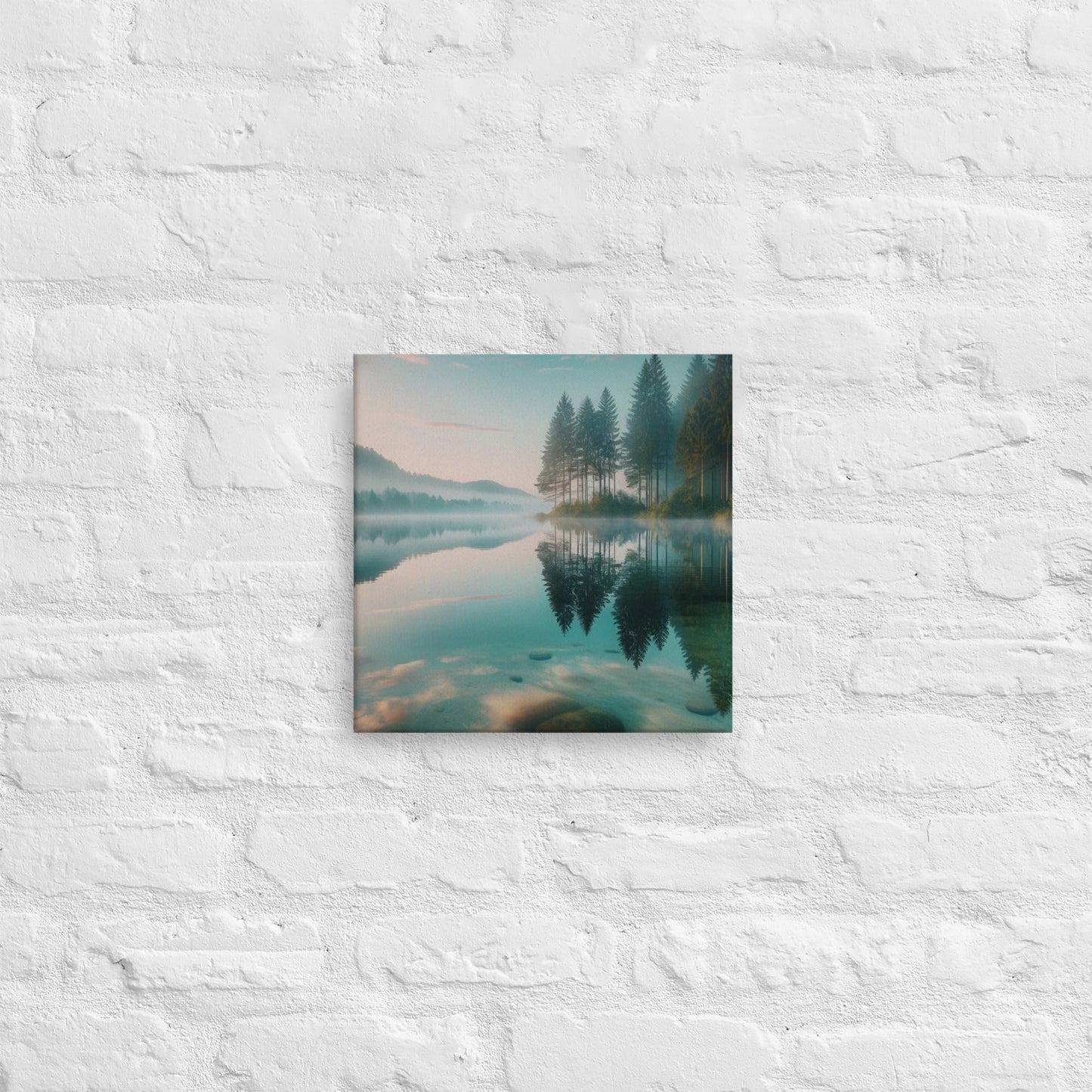 Serene Lake Canvas: Tranquil Landscape Wall Art for Stress - Free Home Decor - Shop Now! - Nourishment Tapestry