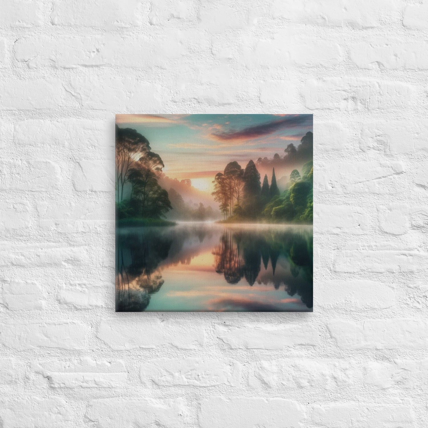 Serene Lake Canvas: Tranquil Nature Wall Art for Peaceful Home Decor - Buy Now! - Nourishment Tapestry