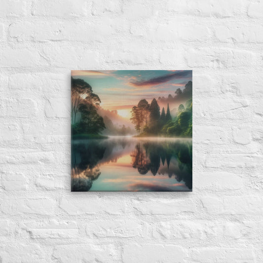 Serene Lake Canvas: Tranquil Nature Wall Art for Peaceful Home Decor - Buy Now! - Nourishment Tapestry