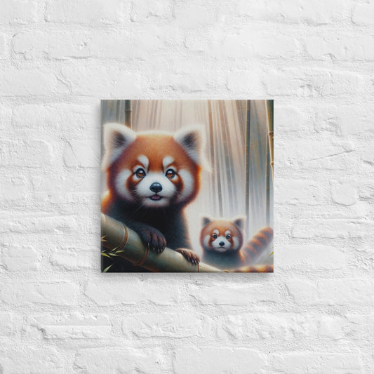 Serene Red Panda Canvas: Bamboo Forest Wall Art for Nature Lovers - Nourishment Tapestry