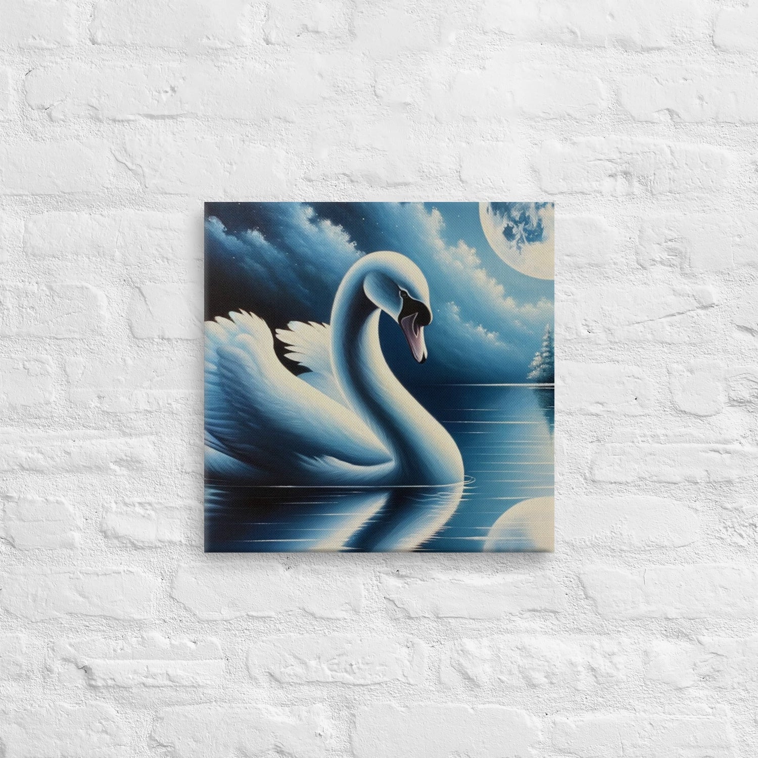 Serene Swan Lake Canvas: Elegant Nature Wall Art for Home Decor - Nourishment Tapestry