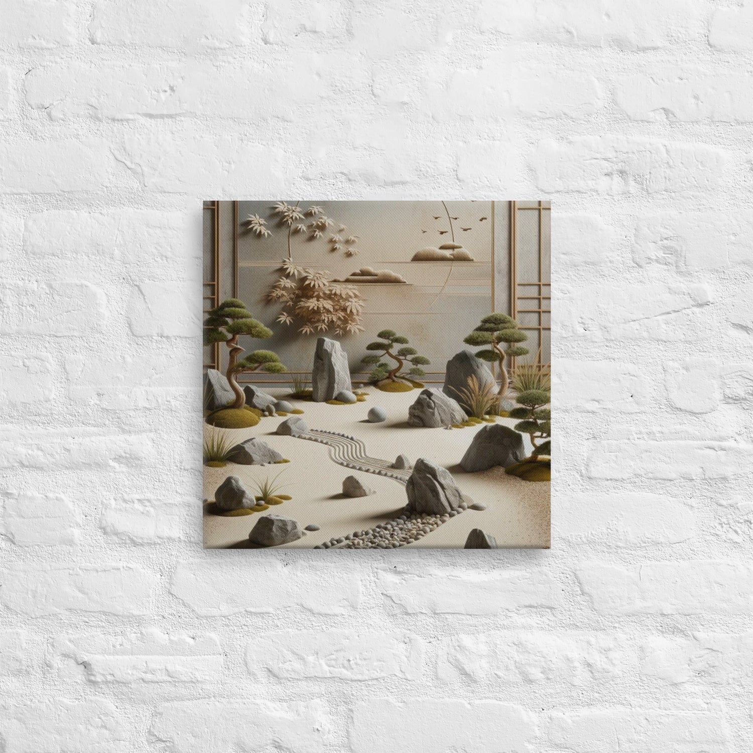 Serene Zen Garden Canvas Art: Tranquil Wall Decor for Meditation & Modern Homes - Nourishment Tapestry