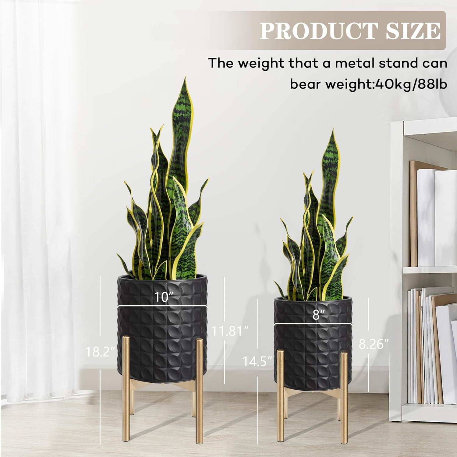 Sleek Black Metal Planter Set: 8" & 10" - Indoor/Outdoor Elegance - Nourishment Tapestry