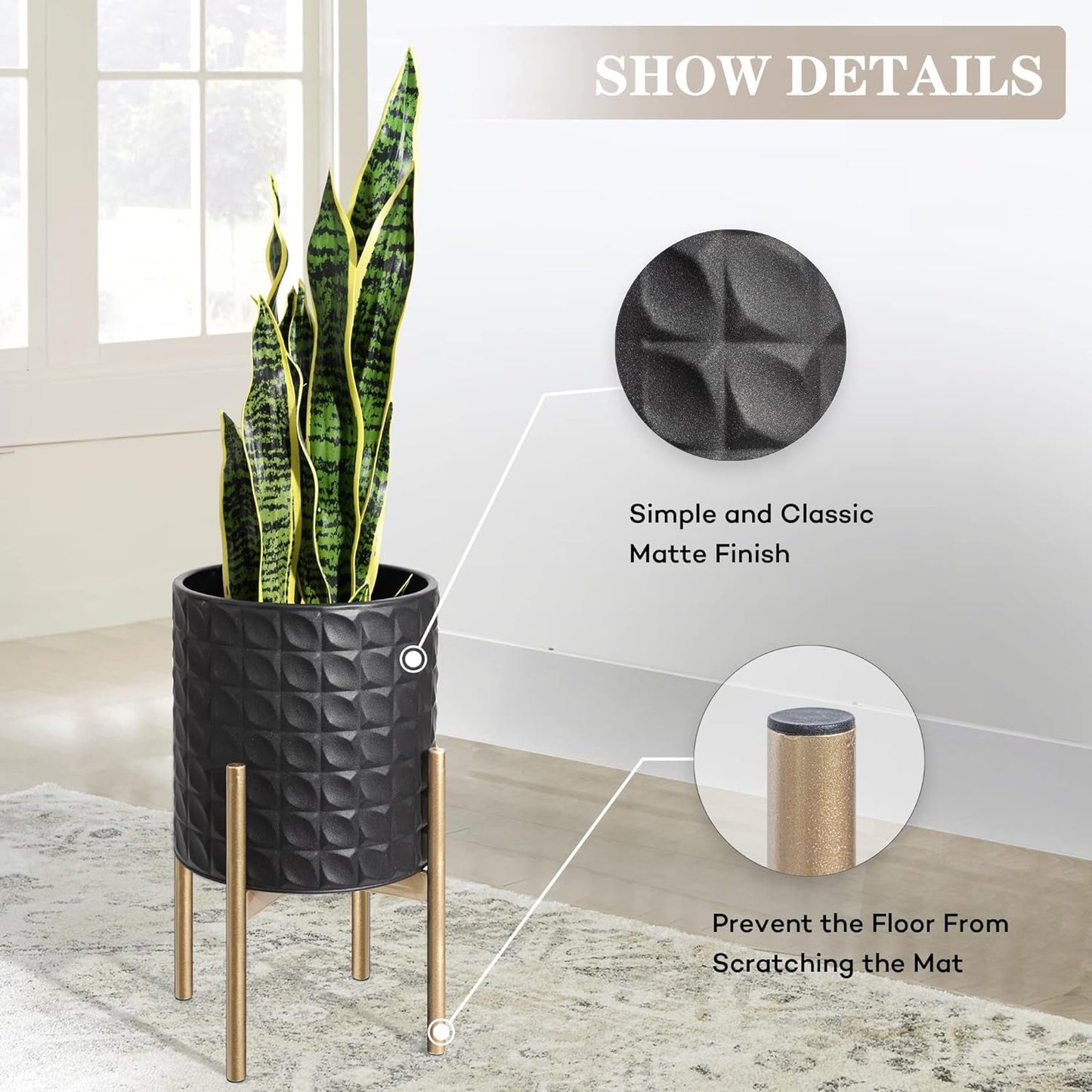 Sleek Black Metal Planter Set: 8" & 10" - Indoor/Outdoor Elegance - Nourishment Tapestry