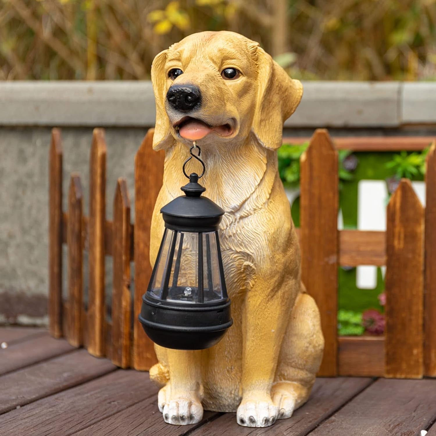 Solar - Powered Garden Dog Statue with LED Lights: Weather - Resistant Patio Decor - Nourishment Tapestry