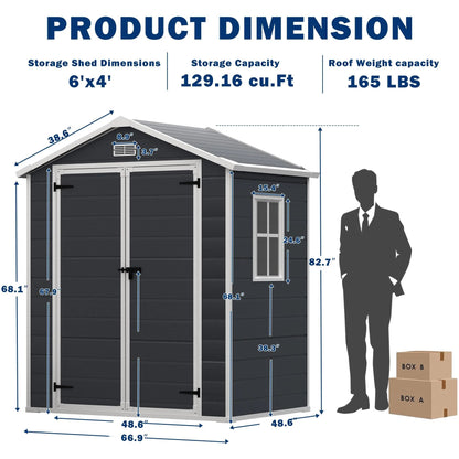 Spacious All - Weather Resin Shed with Floor, Window & Lockable Door: Secure Garden Storage - Nourishment Tapestry