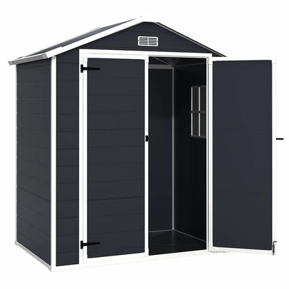 Spacious All - Weather Resin Shed with Floor, Window & Lockable Door: Secure Garden Storage - Nourishment Tapestry