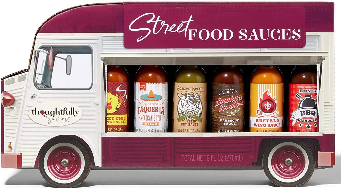 Spicy Street Food Sauces Gift Set: 6 - Pack with Diablo Wings, Louisiana BBQ & More - Nourishment Tapestry