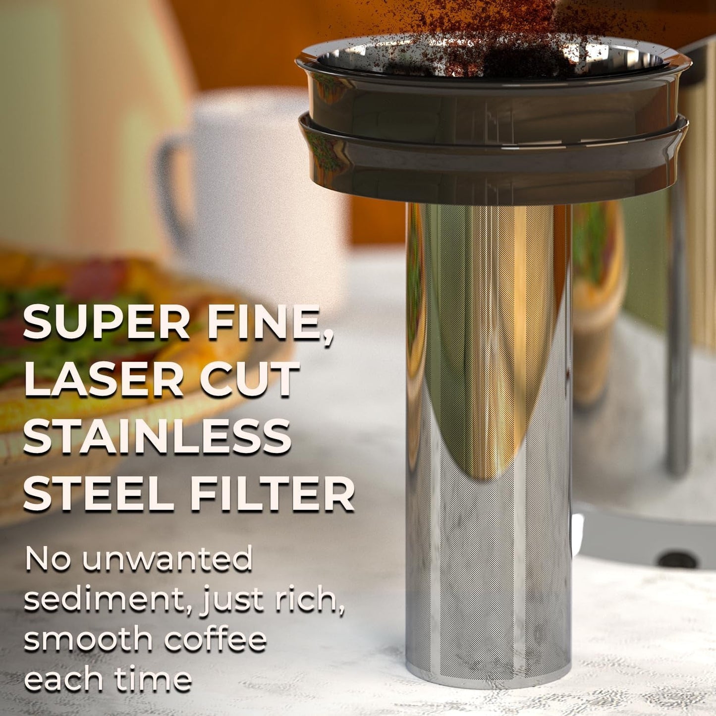 Stainless Steel Cold Brew Coffee Maker Pitcher - Perfect Iced Coffee & Tea (34oz) with Measuring Label and Air Tight Seal - Nourishment Tapestry