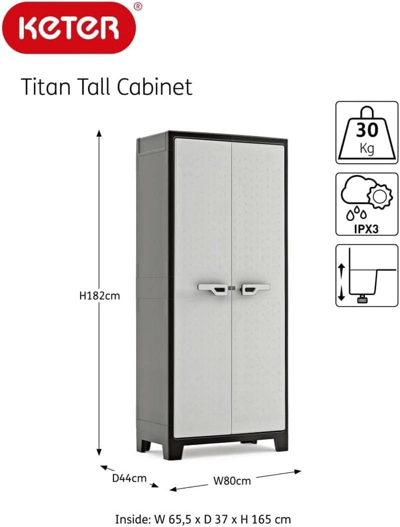 Sturdy Titan High Garage Cabinet in Black - Grey: Ultimate Indoor Storage Solution - Nourishment Tapestry