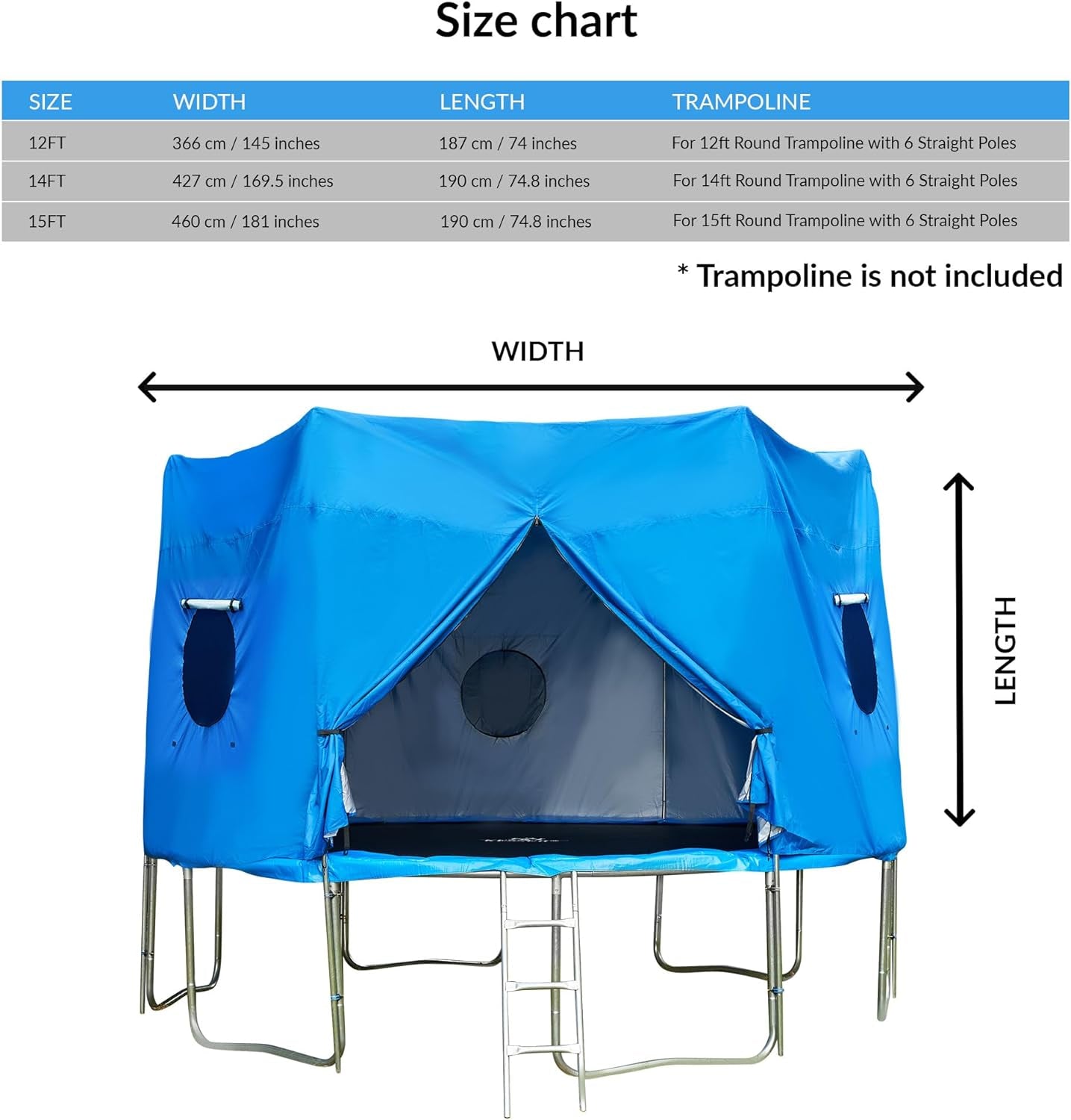 Trampoline Tent 12 - 15Ft: Fun Outdoor Cover for Kids - Wind and Sun Protection - Nourishment Tapestry