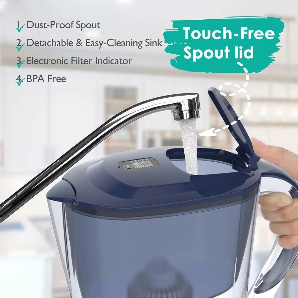Ultimate 10 - Cup Water Filtration Pitcher Set with 4 Filters - Refreshing Blue for Clean and Fresh Water - Nourishment Tapestry