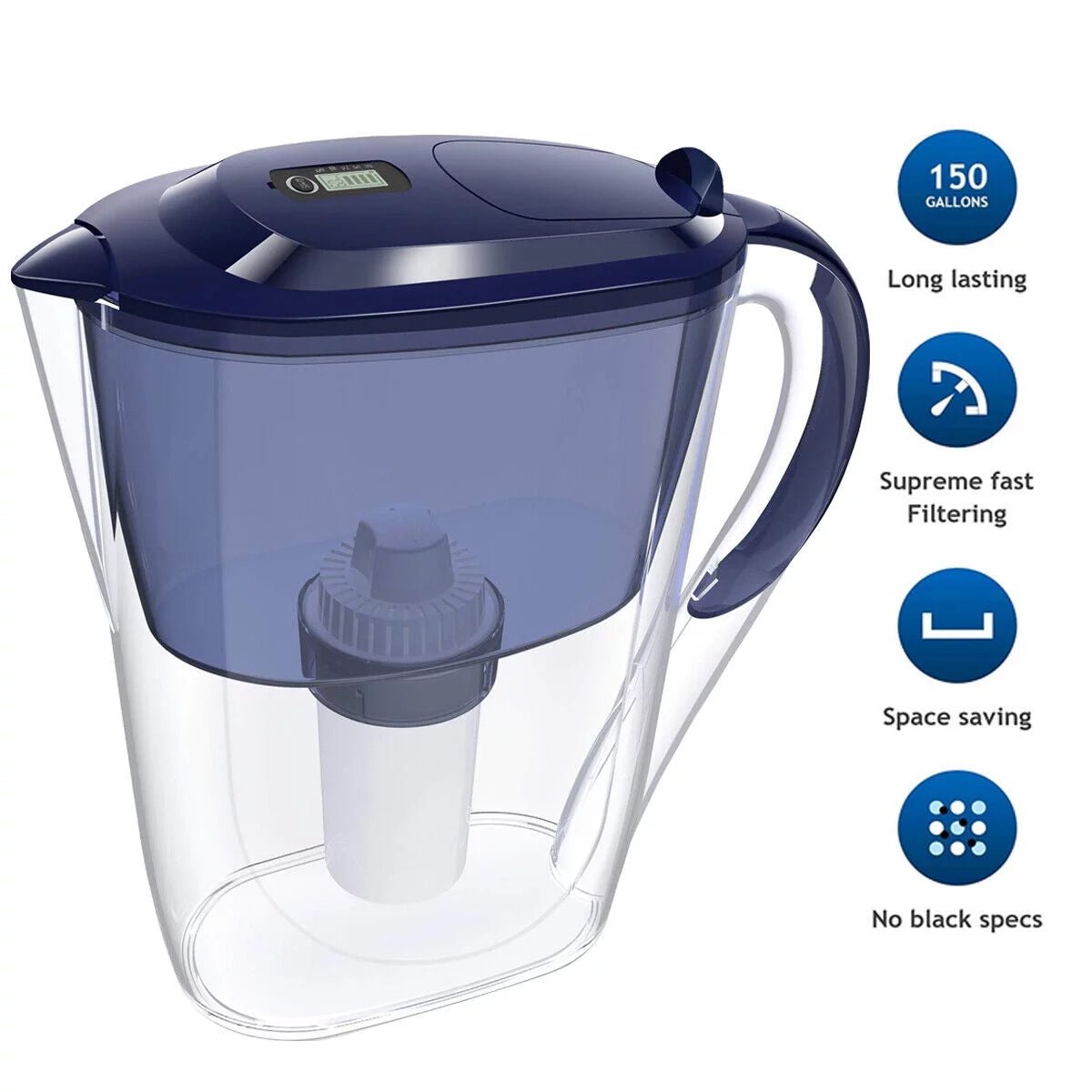 Ultimate 10 - Cup Water Filtration Pitcher Set with 4 Filters - Refreshing Blue for Clean and Fresh Water - Nourishment Tapestry