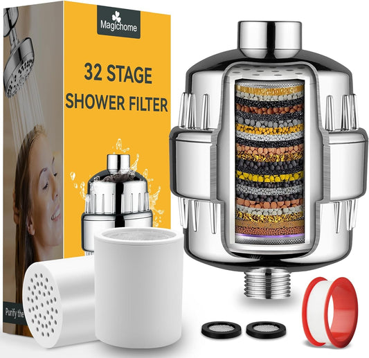 Ultimate 32 - Stage Shower Filter: Eliminate Hard Water, Chlorine, and Impurities - Nourishment Tapestry