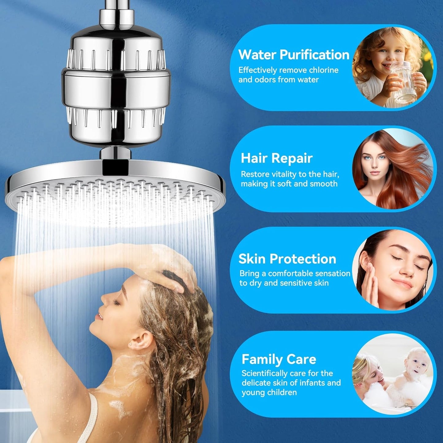 Ultimate 32 - Stage Shower Filter: Eliminate Hard Water, Chlorine, and Impurities - Nourishment Tapestry