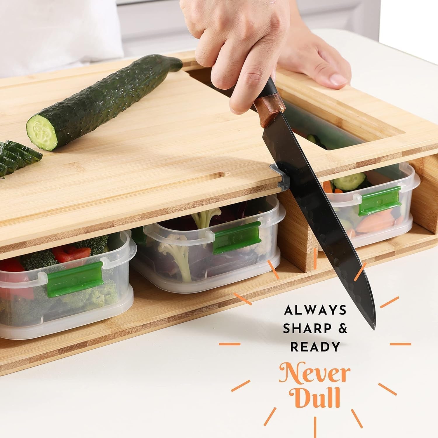 Ultimate 5 - in - 1 Bamboo Cutting Board Set: Kitchen Prep Station with Grater, Knife Sharpener & Storage - Nourishment Tapestry