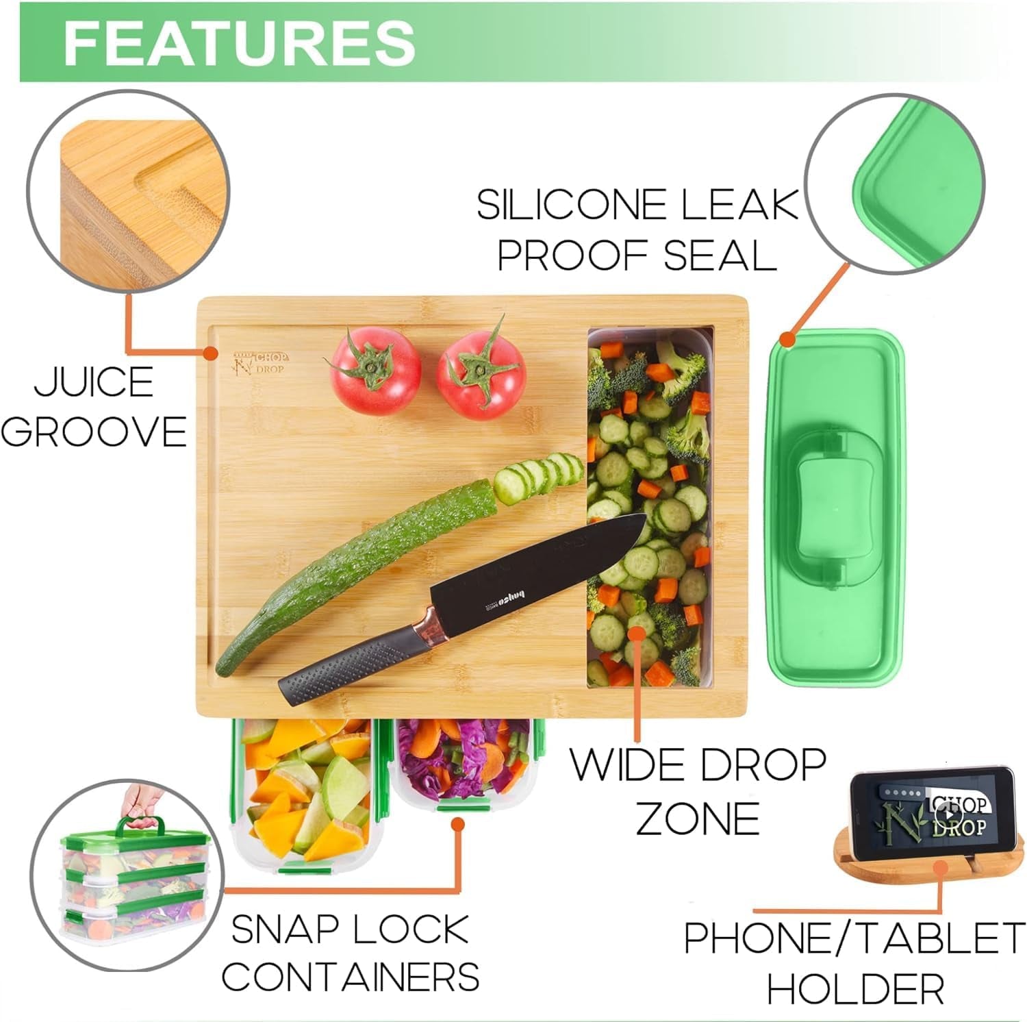 Ultimate 5 - in - 1 Bamboo Cutting Board Set: Kitchen Prep Station with Grater, Knife Sharpener & Storage - Nourishment Tapestry