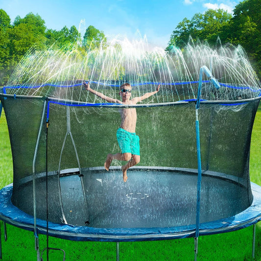 Ultimate Backyard Water Park Trampoline Sprinkler for Kids - 39Ft Fun Summer Toy Blue - Nourishment Tapestry