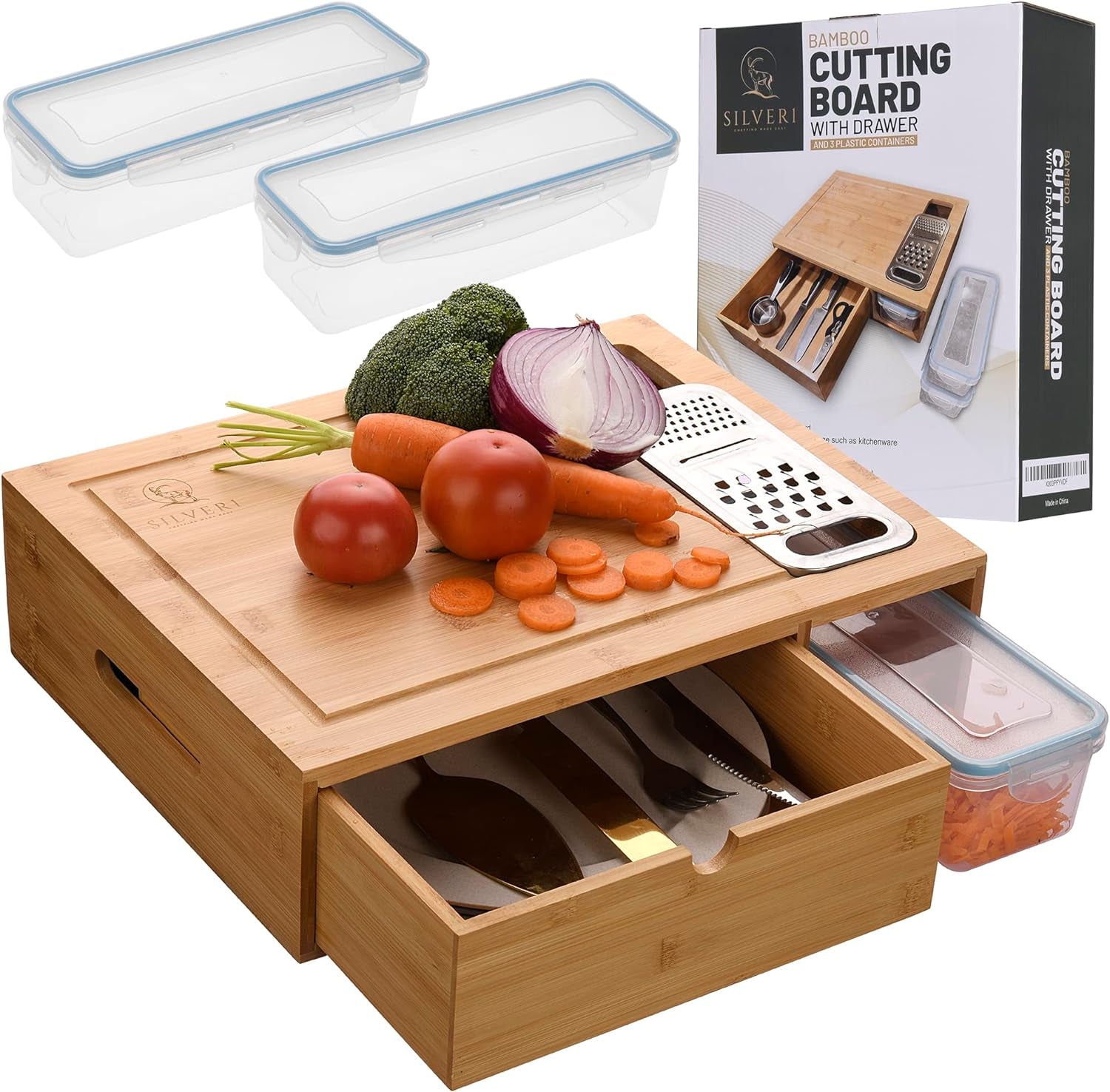 Ultimate Bamboo Cutting Board Set with Removable Containers for Effortless Meal Prep & Storage - Nourishment Tapestry