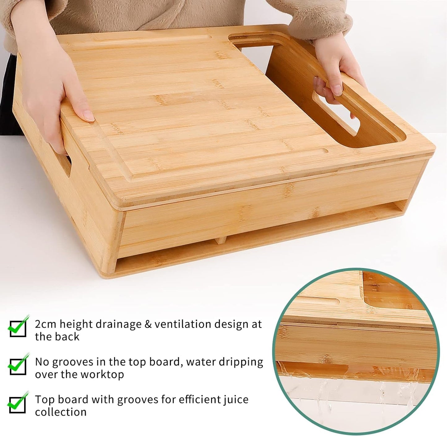 Ultimate Bamboo Cutting Board Set with XL Chopping Board, Storage, Graters & Comfort Grip - Nourishment Tapestry