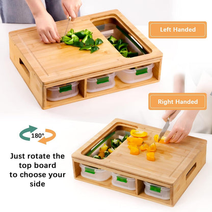 Ultimate Bamboo Cutting Board Set with XL Chopping Board, Storage, Graters & Comfort Grip - Nourishment Tapestry