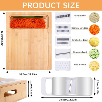 Ultimate Bamboo Cutting Board Set with XL Chopping Board, Storage, Graters & Comfort Grip - Nourishment Tapestry