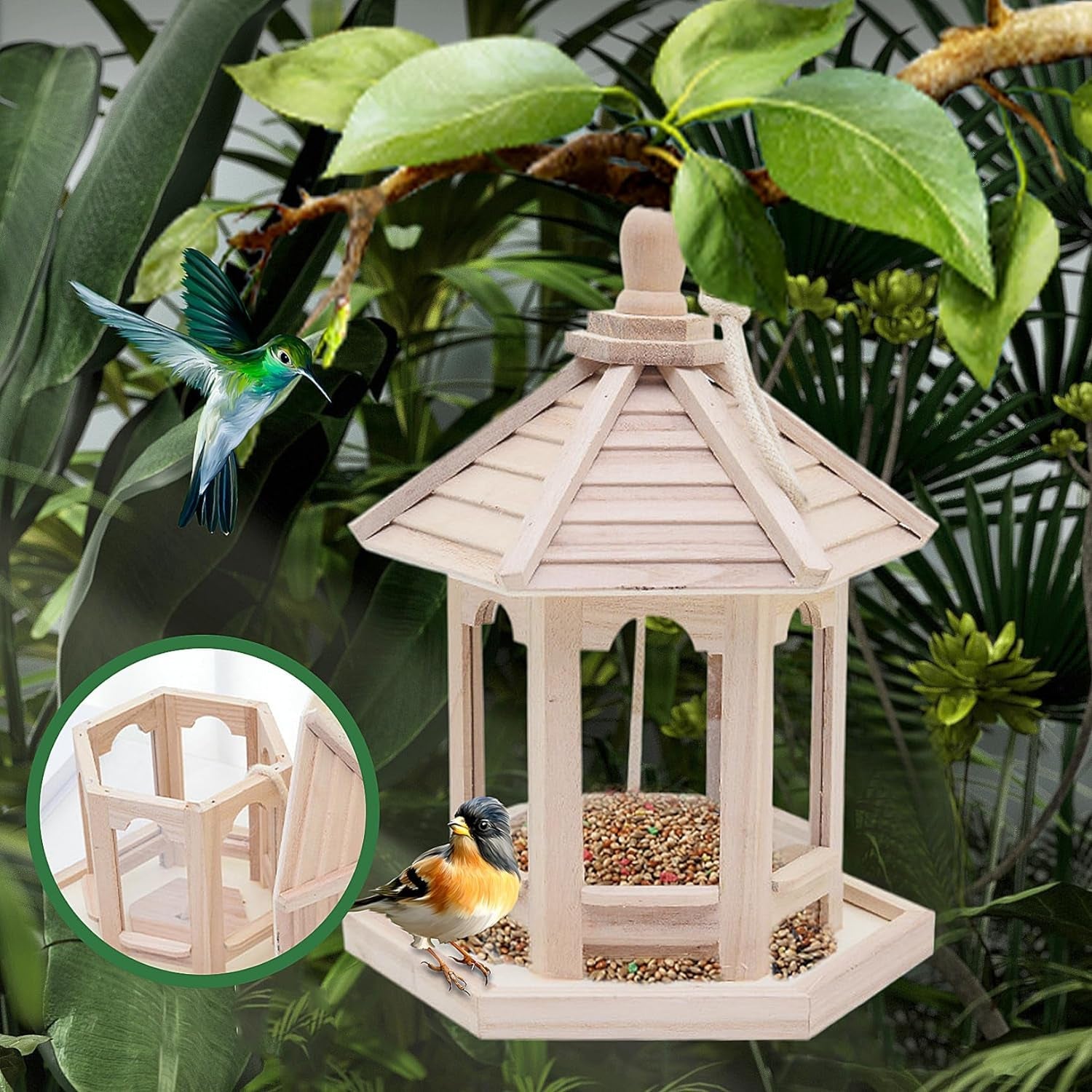 Waterproof Wooden Bird Feeder with Removable Roof - Perfect Gift for Bird Lovers - Nourishment Tapestry