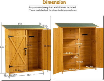 Weatherproof Wooden Garden Shed with Adjustable Shelves: Secure Outdoor Storage for Patio & Backyard - Nourishment Tapestry