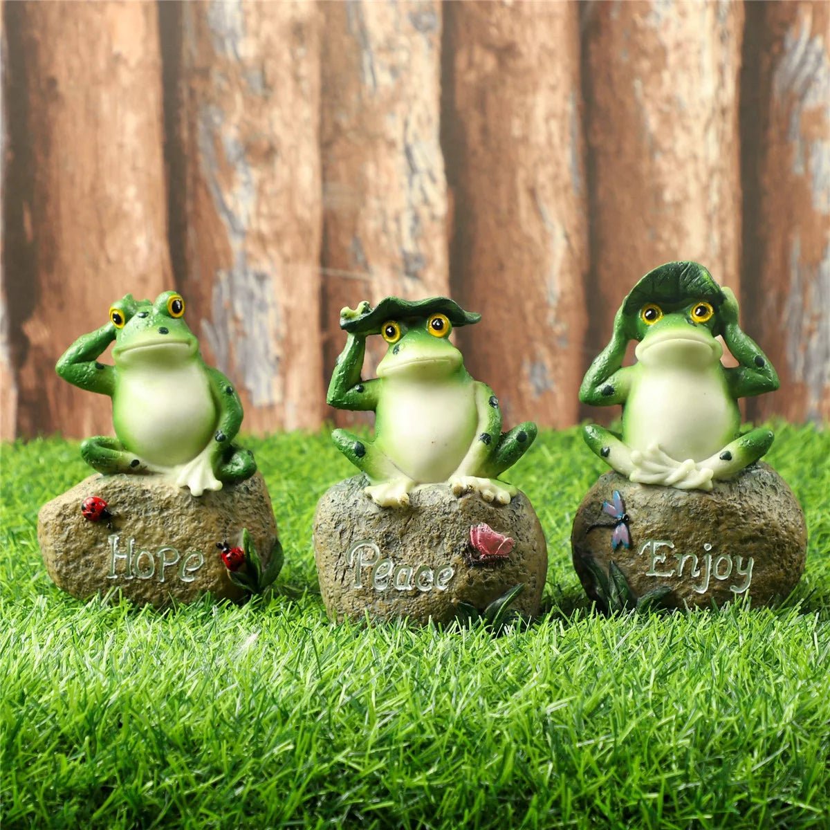 Whimsical Frog Statue Trio: Enchanting Outdoor Garden Decor - Nourishment Tapestry