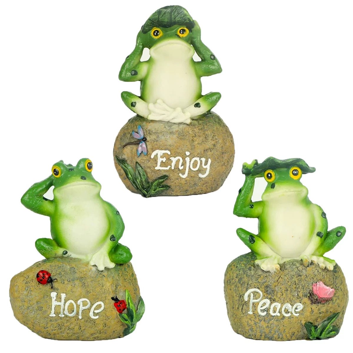 Whimsical Frog Statue Trio: Enchanting Outdoor Garden Decor - Nourishment Tapestry